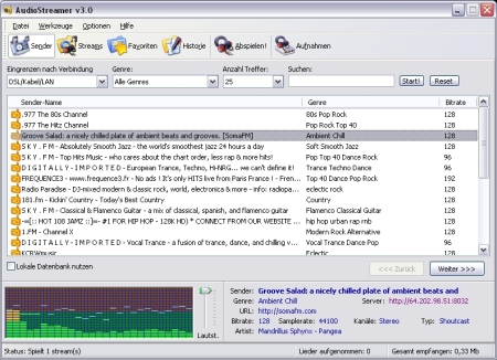 AudioStreamer 3.0 zeichnet Radiosender aus dem Internet auf.
