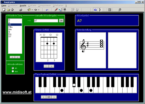 EasyLyrics - einfache und komfortable Eingabe von Liedtexten mit den dazugehörigen Akkorden